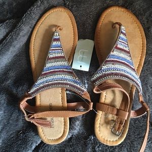 Brown pearl detailed sandals. NWT